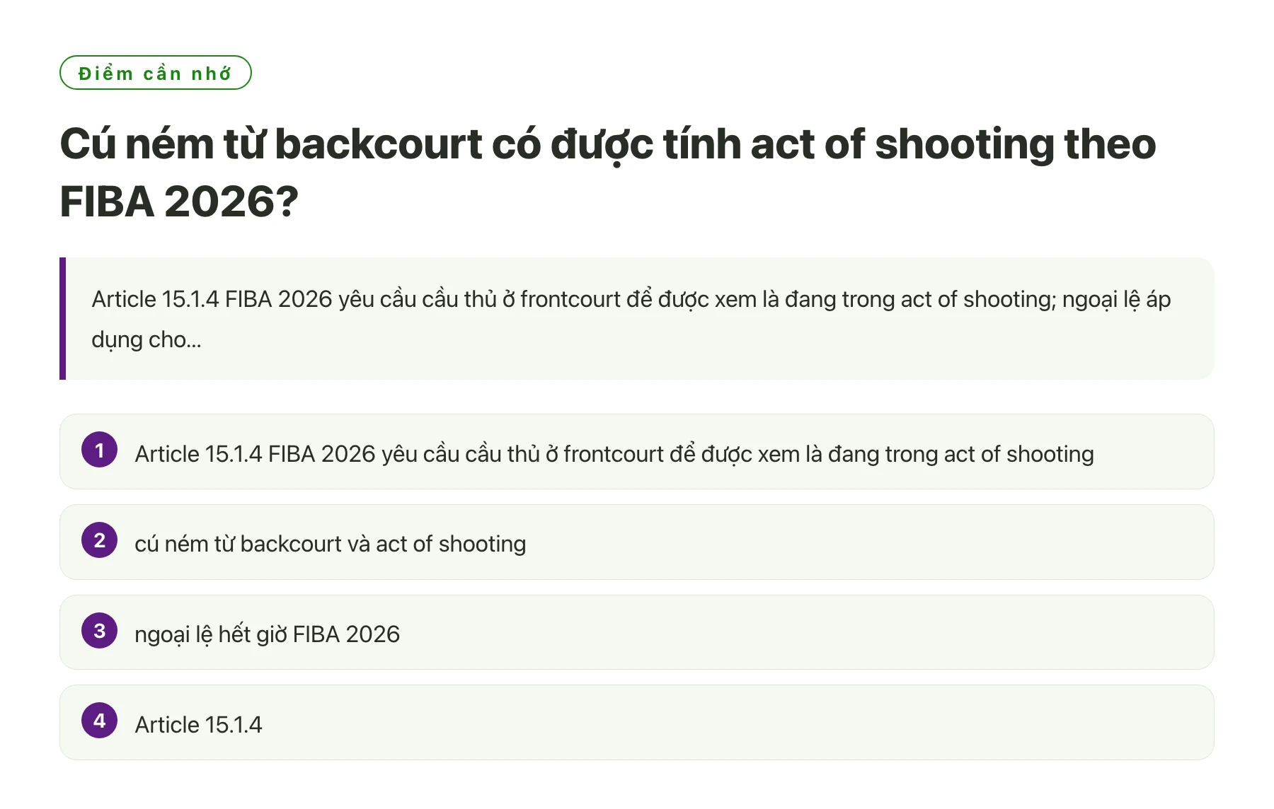 Cú ném từ backcourt có được tính act of shooting theo FIBA 2026?——全文要点速览