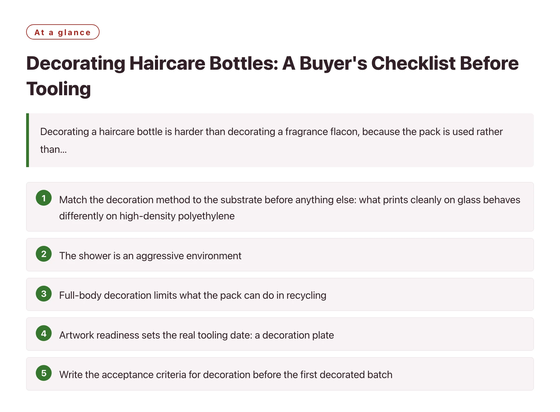 Decorating Haircare Bottles: A Buyer's Checklist Before Tooling——全文要点速览